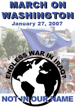 Not in Our Name poster for January 27 2007 demonstration against Iraq war
