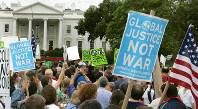 globa justice not war demonstration at white house